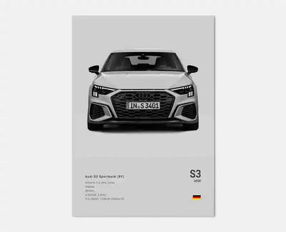 Plakat samochodowy – niemieckie auta RS3, R8, C8, Supercar GTR SUV – estetyczny wydruk na płótnie, dekoracja ścienna do pokoju kierowcy