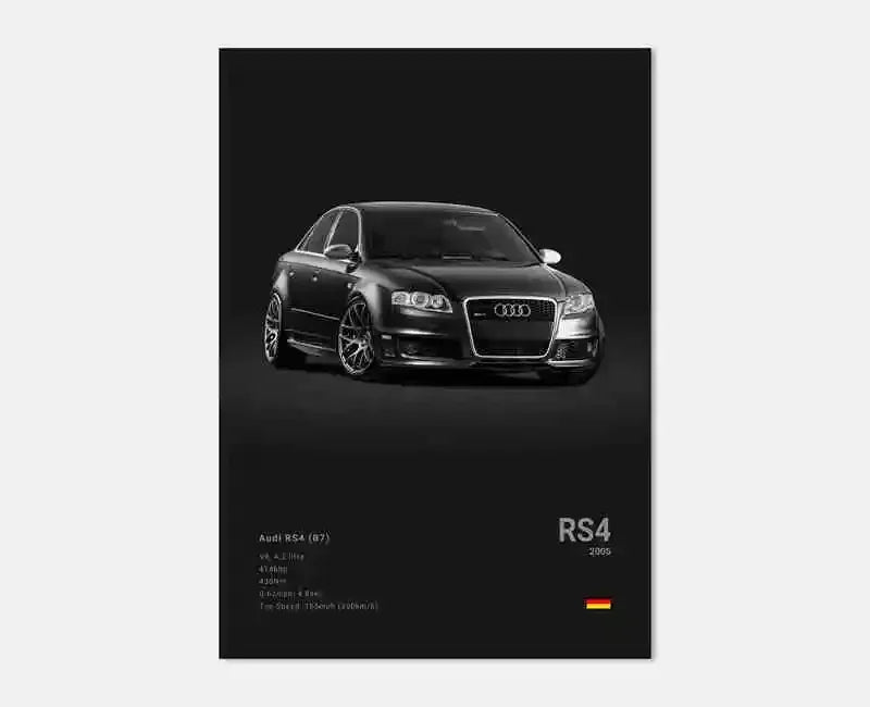 Plakat samochodowy – niemieckie auta RS3, R8, C8, Supercar GTR SUV – estetyczny wydruk na płótnie, dekoracja ścienna do pokoju kierowcy