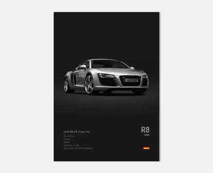 Plakat samochodowy – niemieckie auta RS3, R8, C8, Supercar GTR SUV – estetyczny wydruk na płótnie, dekoracja ścienna do pokoju kierowcy