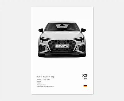 Plakat samochodowy – niemieckie auta RS3, R8, C8, Supercar GTR SUV – estetyczny wydruk na płótnie, dekoracja ścienna do pokoju kierowcy