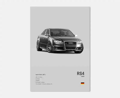 Plakat samochodowy – niemieckie auta RS3, R8, C8, Supercar GTR SUV – estetyczny wydruk na płótnie, dekoracja ścienna do pokoju kierowcy