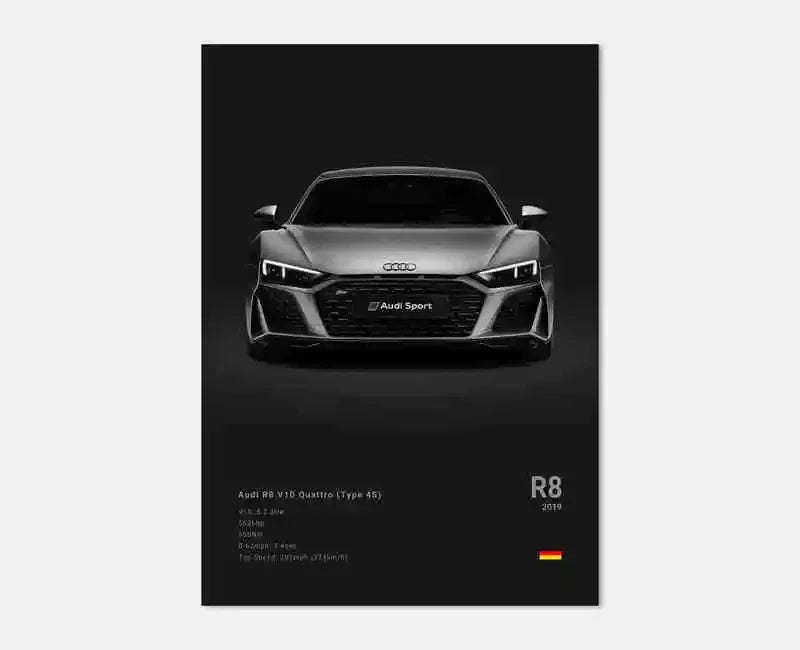 Plakat samochodowy – niemieckie auta RS3, R8, C8, Supercar GTR SUV – estetyczny wydruk na płótnie, dekoracja ścienna do pokoju kierowcy