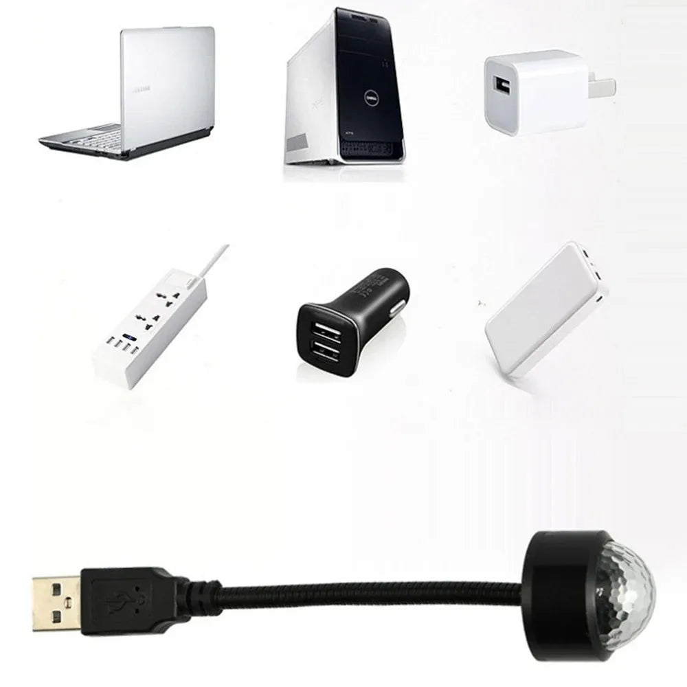 Mini LED Projektor Gwiezdnego Nieba do Samochodu – Lampka Atmosferyczna Galaxy USB, Regulowana, do Sufitu Auta i Pokoju