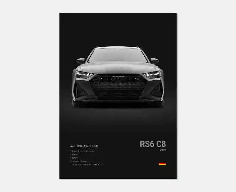 Plakat samochodowy – niemieckie auta RS3, R8, C8, Supercar GTR SUV – estetyczny wydruk na płótnie, dekoracja ścienna do pokoju kierowcy