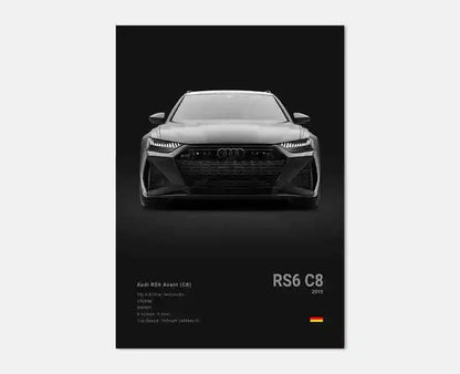 Plakat samochodowy – niemieckie auta RS3, R8, C8, Supercar GTR SUV – estetyczny wydruk na płótnie, dekoracja ścienna do pokoju kierowcy