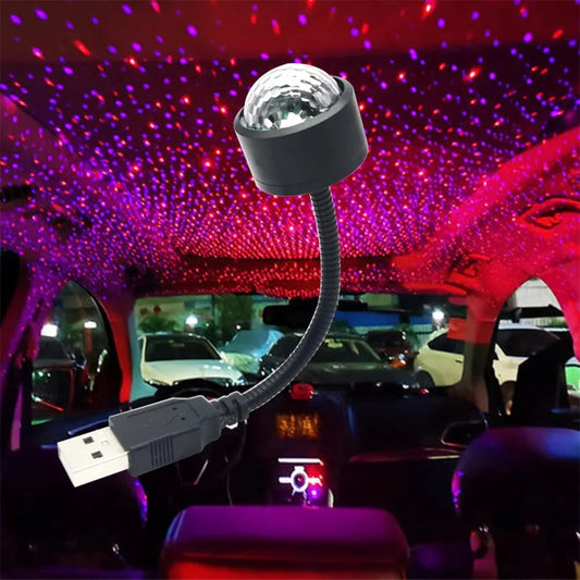 Mini LED Projektor Gwiezdnego Nieba do Samochodu – Lampka Atmosferyczna Galaxy USB, Regulowana, do Sufitu Auta i Pokoju