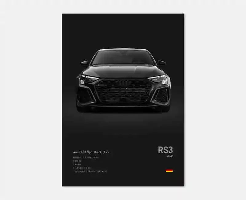 Plakat samochodowy – niemieckie auta RS3, R8, C8, Supercar GTR SUV – estetyczny wydruk na płótnie, dekoracja ścienna do pokoju kierowcy