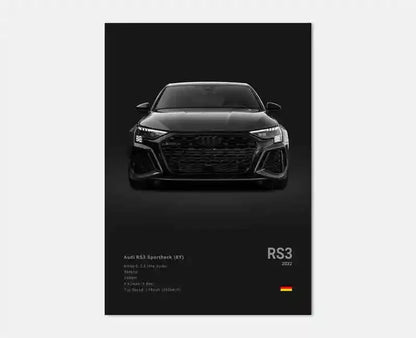 Plakat samochodowy – niemieckie auta RS3, R8, C8, Supercar GTR SUV – estetyczny wydruk na płótnie, dekoracja ścienna do pokoju kierowcy