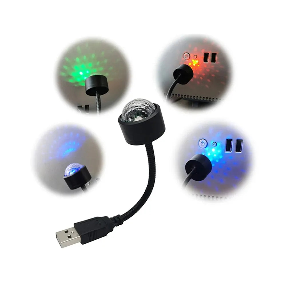 Mini LED Projektor Gwiezdnego Nieba do Samochodu – Lampka Atmosferyczna Galaxy USB, Regulowana, do Sufitu Auta i Pokoju
