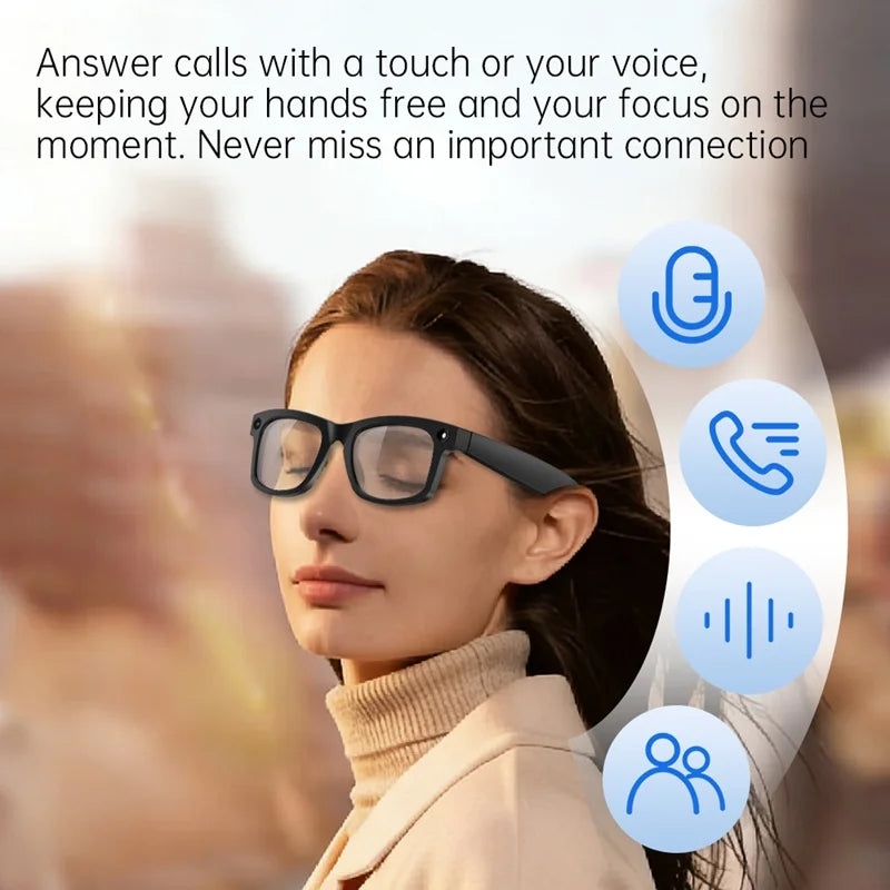 Nowe inteligentne okulary z kamerą 800 W – nagrywanie wideo, rozpoznawanie zdjęć przez AI, połączenia Bluetooth, tłumaczenie głosowe, idealne do jazdy na motocyklu.