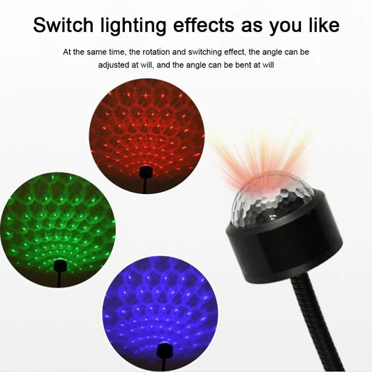 Mini LED Projektor Gwiezdnego Nieba do Samochodu – Lampka Atmosferyczna Galaxy USB, Regulowana, do Sufitu Auta i Pokoju
