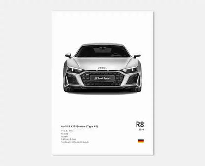 Plakat samochodowy – niemieckie auta RS3, R8, C8, Supercar GTR SUV – estetyczny wydruk na płótnie, dekoracja ścienna do pokoju kierowcy