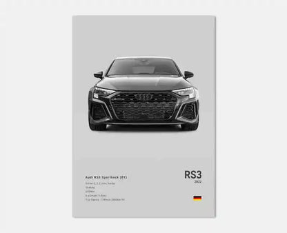 Plakat samochodowy – niemieckie auta RS3, R8, C8, Supercar GTR SUV – estetyczny wydruk na płótnie, dekoracja ścienna do pokoju kierowcy