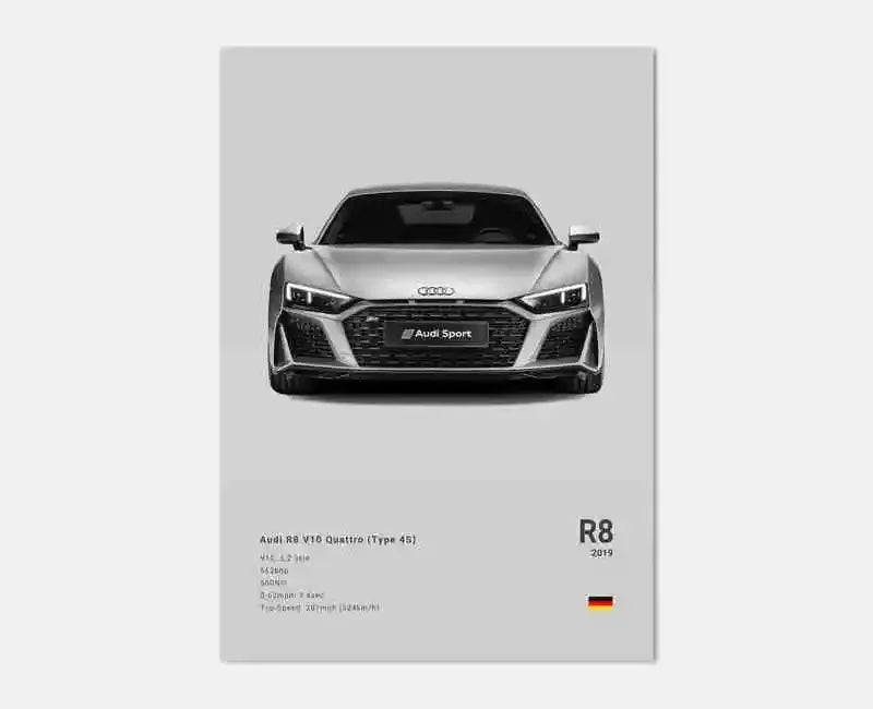 Plakat samochodowy – niemieckie auta RS3, R8, C8, Supercar GTR SUV – estetyczny wydruk na płótnie, dekoracja ścienna do pokoju kierowcy