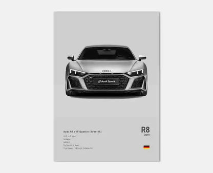 Plakat samochodowy – niemieckie auta RS3, R8, C8, Supercar GTR SUV – estetyczny wydruk na płótnie, dekoracja ścienna do pokoju kierowcy