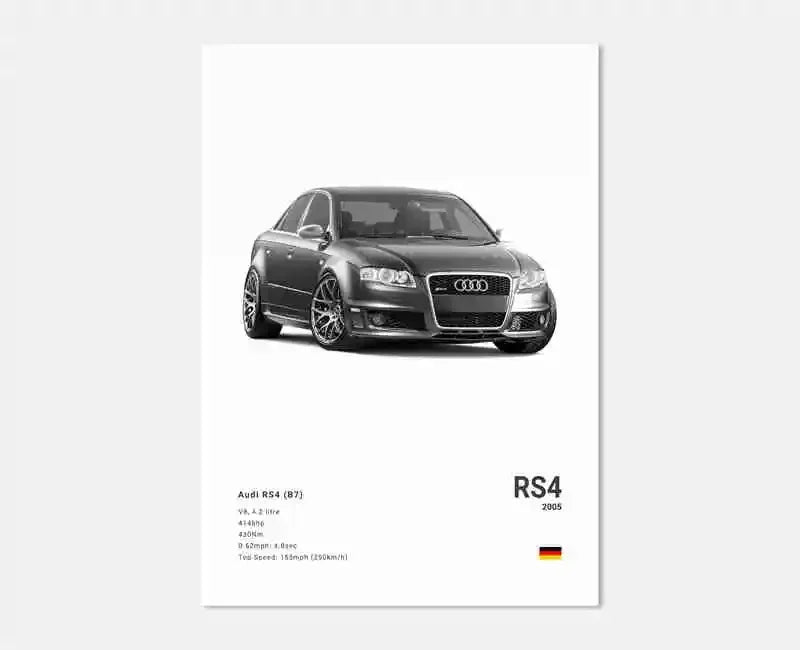 Plakat samochodowy – niemieckie auta RS3, R8, C8, Supercar GTR SUV – estetyczny wydruk na płótnie, dekoracja ścienna do pokoju kierowcy