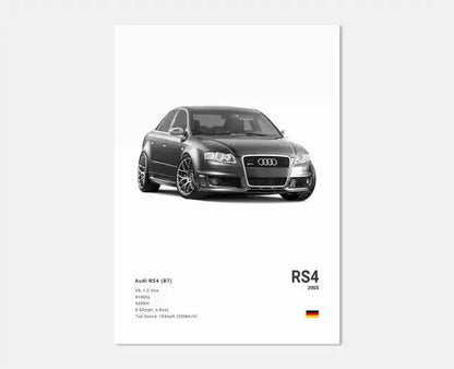 Plakat samochodowy – niemieckie auta RS3, R8, C8, Supercar GTR SUV – estetyczny wydruk na płótnie, dekoracja ścienna do pokoju kierowcy